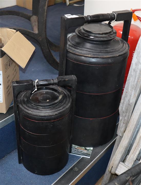Two Burmese hsun gyaink lacquer stacking boxes and covers